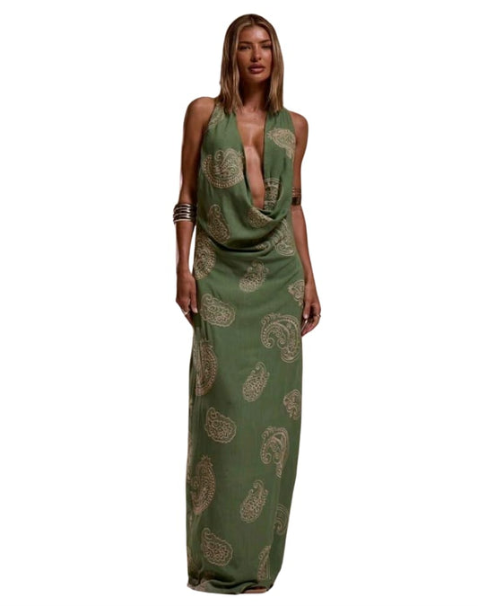 Olive Draped Brand New Maxi Dress