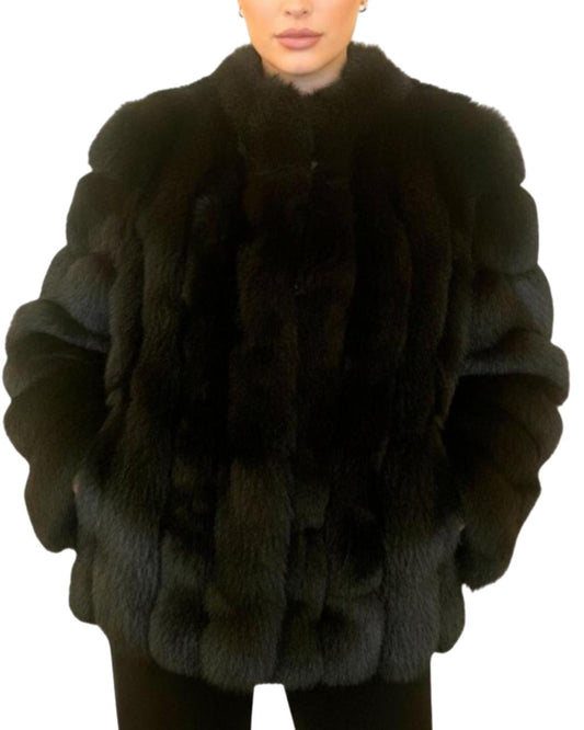 Dark Green Fox Fur Jacket