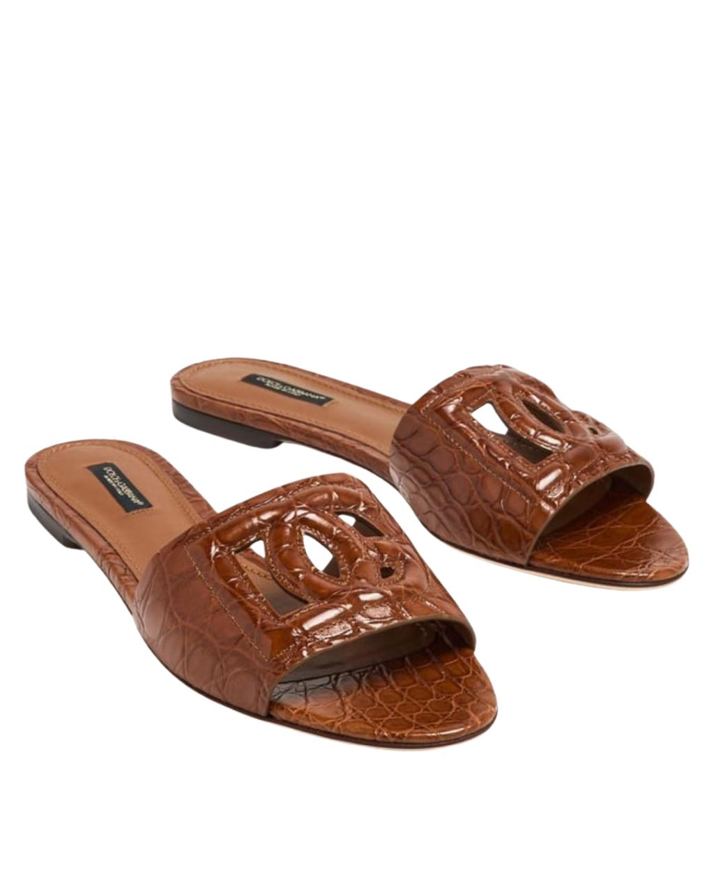 Dolce & Gabbana Bianca Alligator Slippers