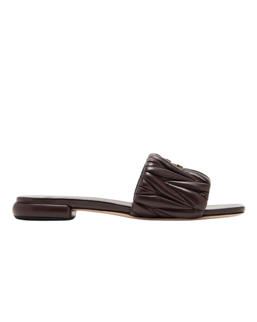 Miu Miu Matelassé Nappa Leather Slide Sandals