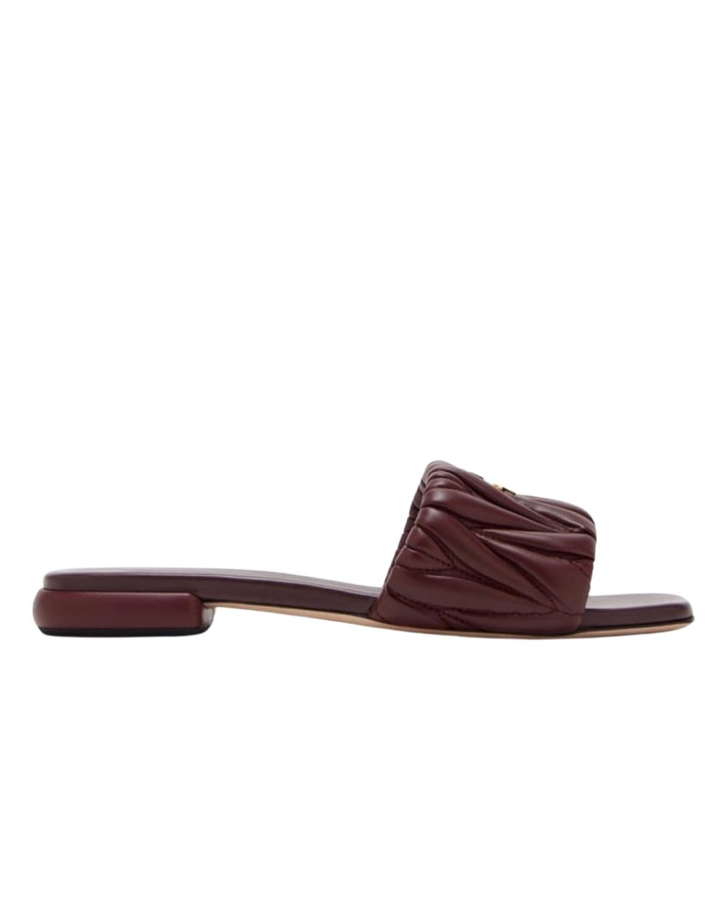 Miu Miu Matelassé Nappa Leather Slide Sandals
