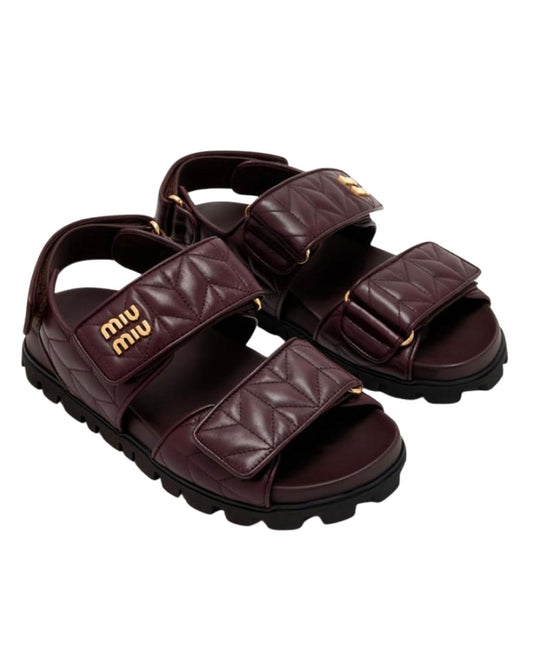 MIU MIU Sporty Matelassé Nappa Leather Sandals