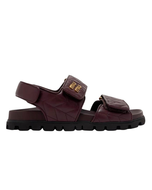 MIU MIU Sporty Matelassé Nappa Leather Sandals