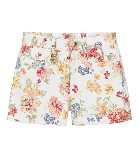 Chloe Kids Floral - Patterned Denim Shorts