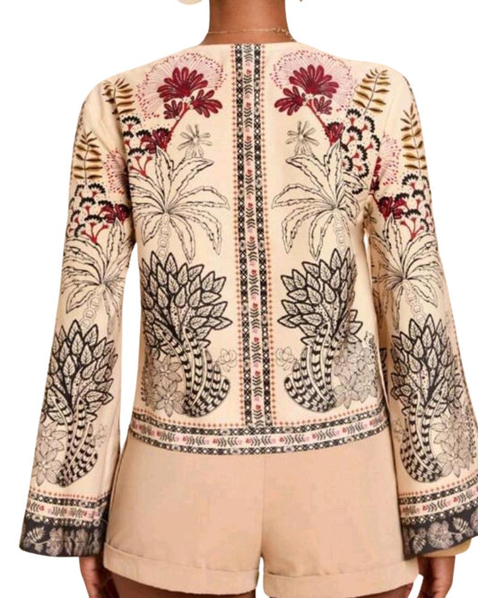 V-Neck Blouse With Flare Sleeves