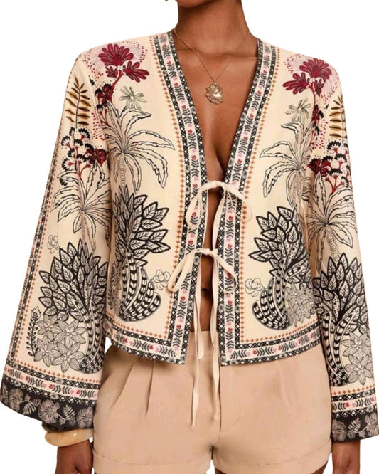 V-Neck Blouse With Flare Sleeves