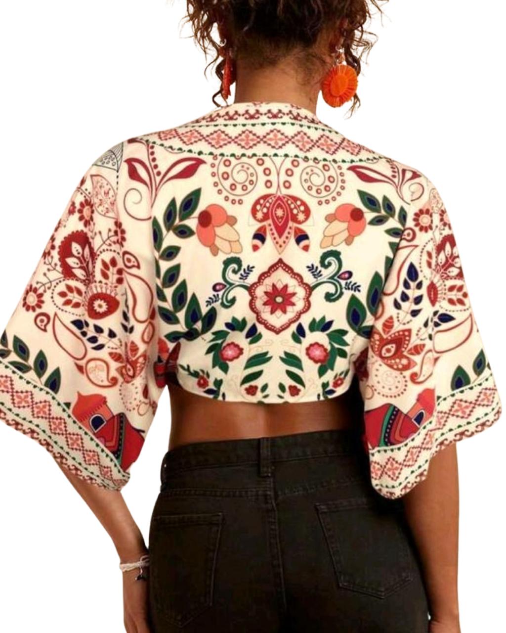 Floral Print Kimono Top