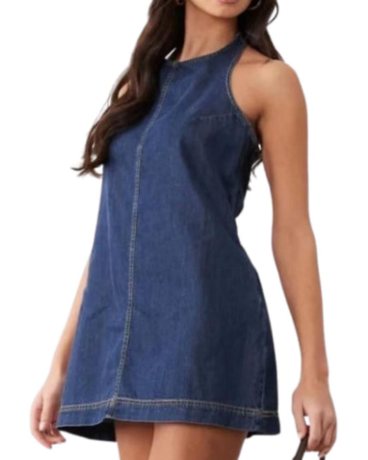 Good American Neck Mini Denim Dress
