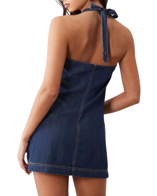 Good American Neck Mini Denim Dress