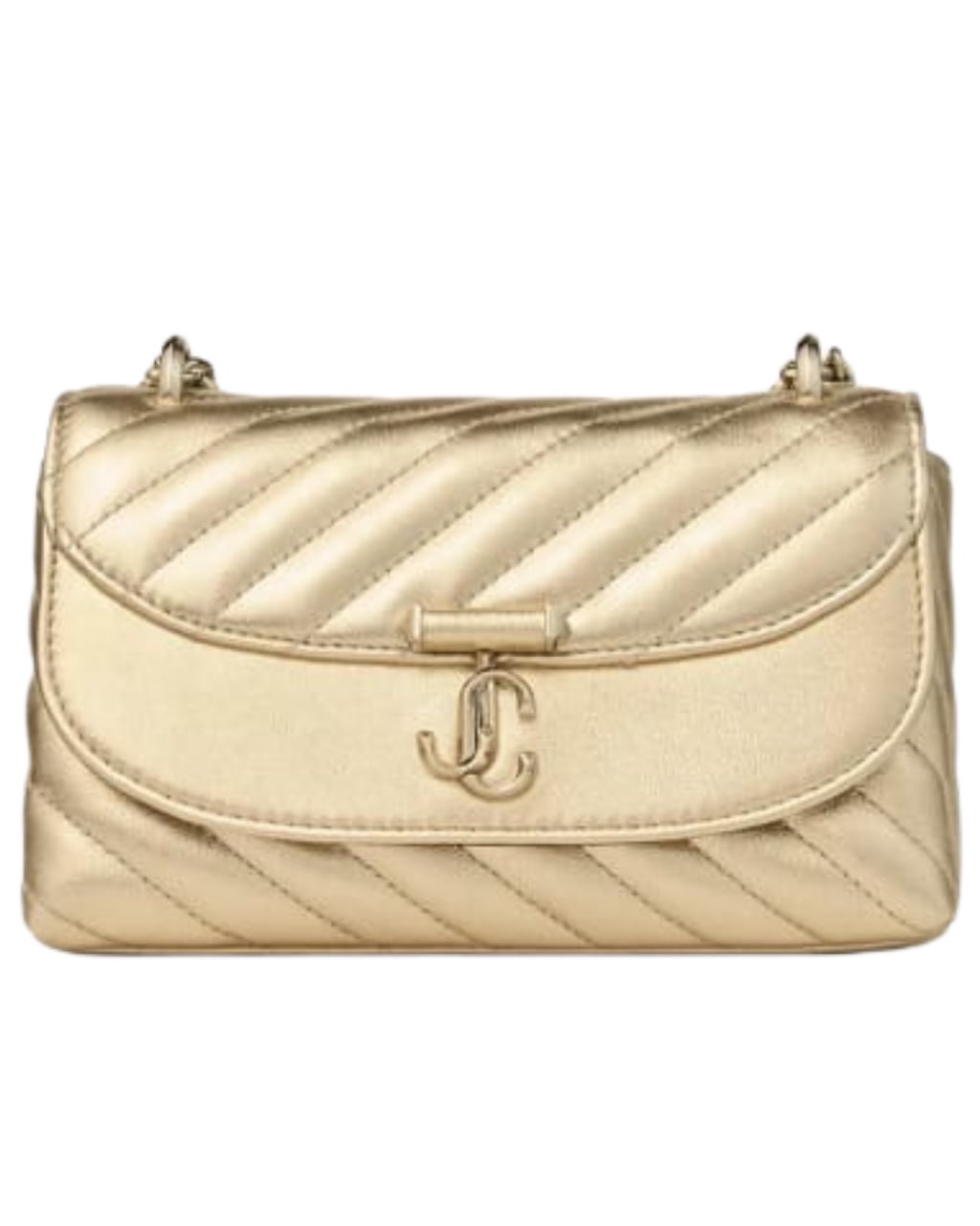 JIMMY CHOO Small Curve Crossbody Bag in Metallic Nappa