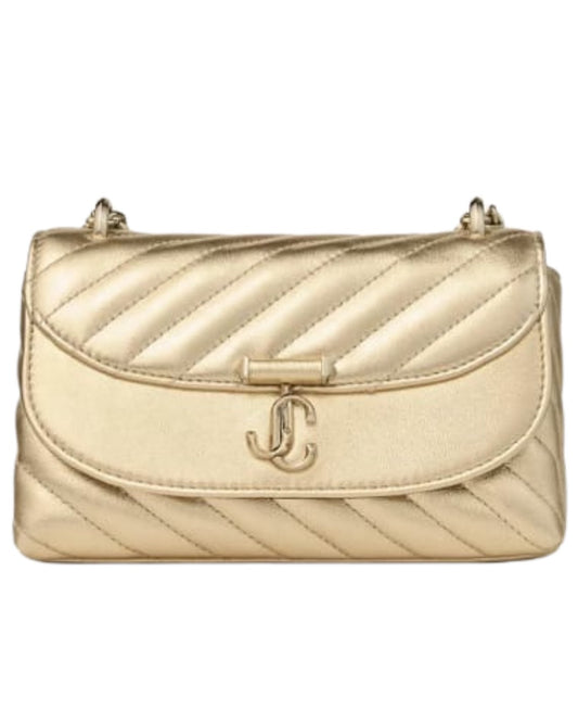 JIMMY CHOO Small Curve Crossbody Bag in Metallic Nappa