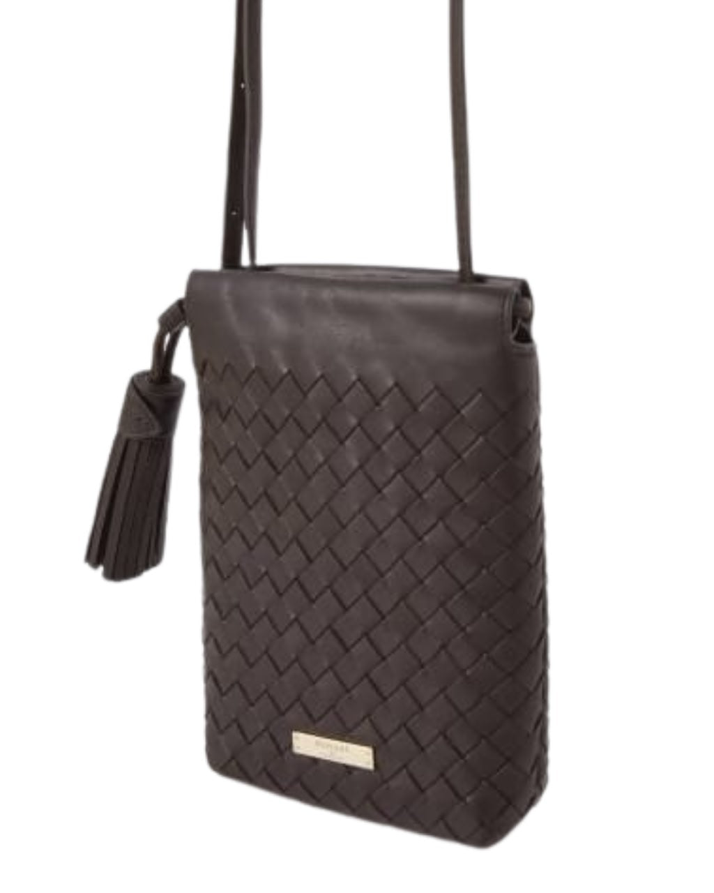 Aspinal Of London Hudson Crossbody Drawstring Pouch in Woven Leather