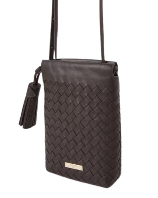 Aspinal Of London Hudson Crossbody Drawstring Pouch in Woven Leather