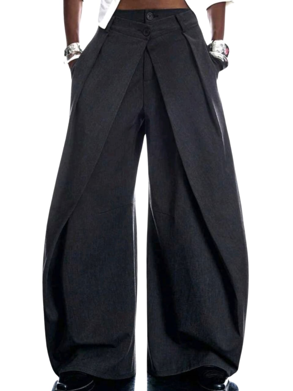 Pastal Pleated pocket wide Leg Loose Pants