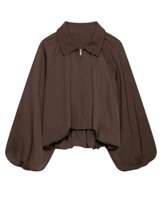 Women's Casual Turndown Long Sleeve Bomber Jacket