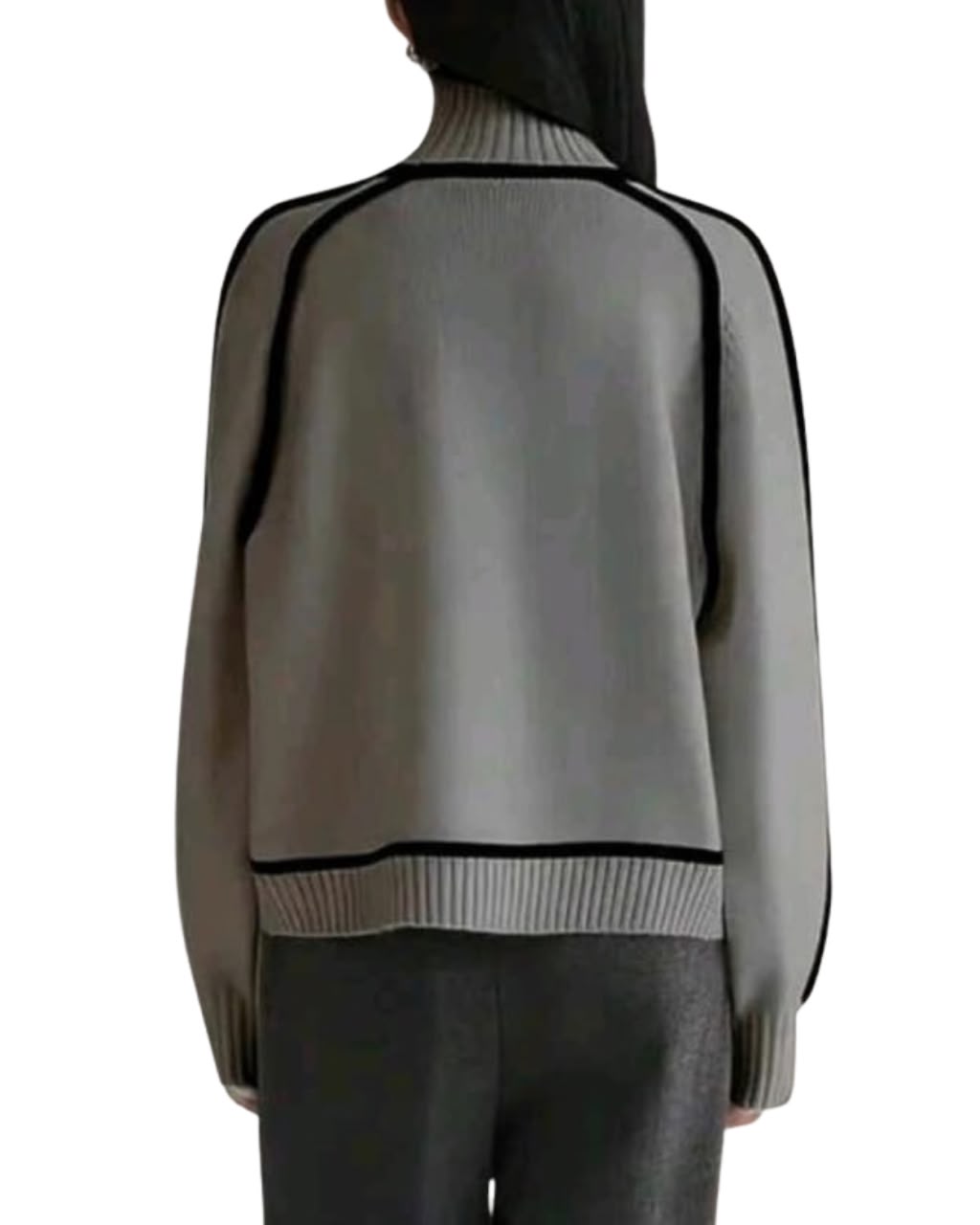 Color Block Turtleneck Knit Sweater
