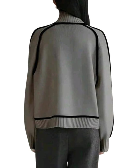 Color Block Turtleneck Knit Sweater