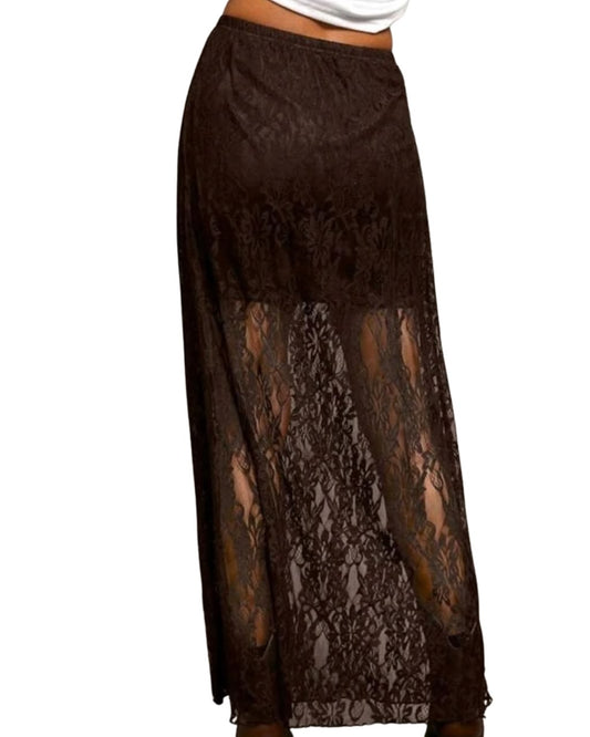 Brown Wildflower Long Skirt