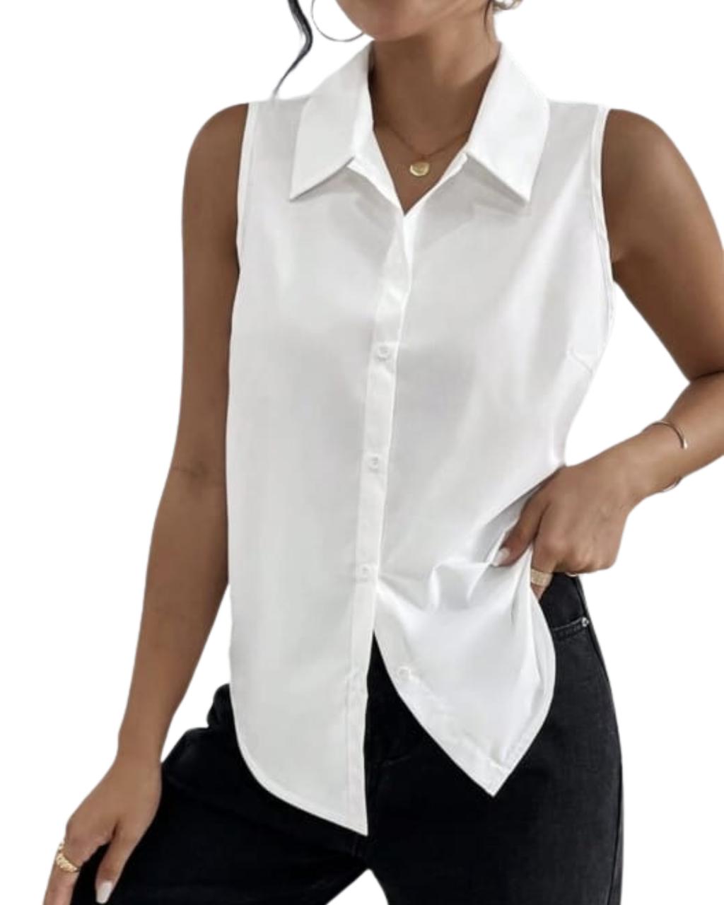 Women Solid Color Twisted Back Shirt