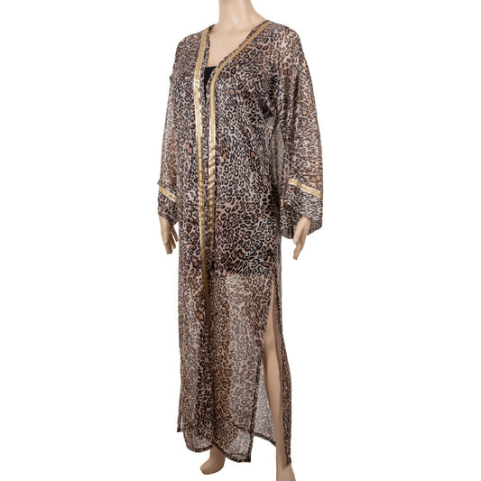 Ola Azzam Brand New Animal Print Kaftan with Sequin