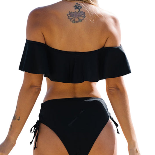 Black Solid Brand New Bikini Set - mymadstore.com