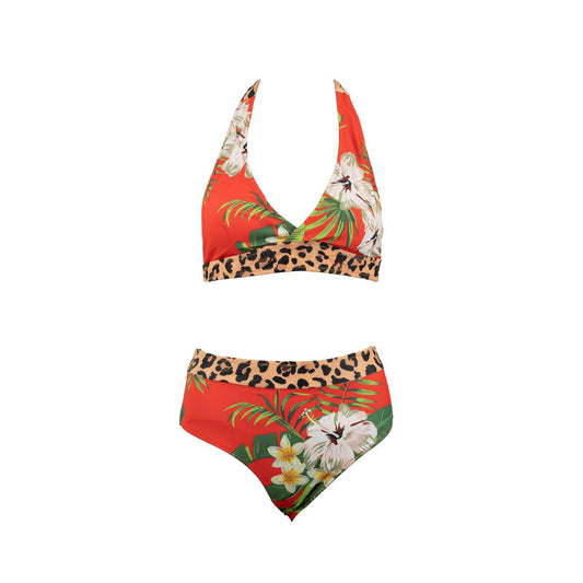 Flowery Leopard Print Bikini Brand New Swimwear Set - mymadstore.com