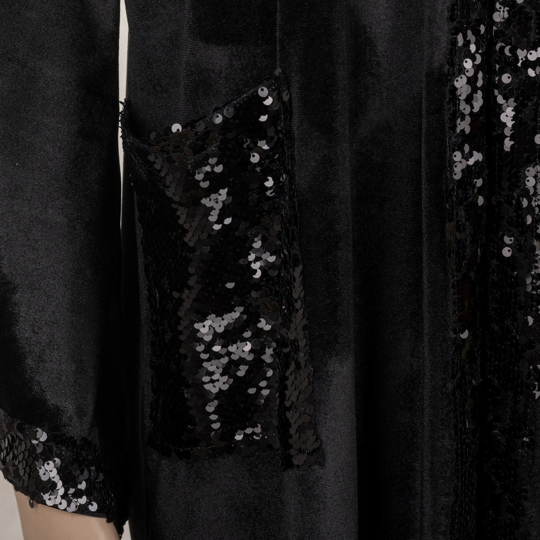 Ola Azzam Brand New Black Sequin Kaftan with Pockets - mymadstore.com