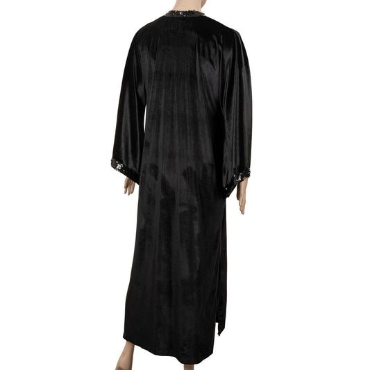 Ola Azzam Brand New Black Sequin Kaftan with Pockets - mymadstore.com
