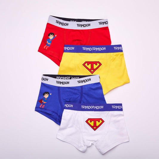 Trimoon Pack of 4 Brand New Boxers For Boys - Super T - mymadstore.com